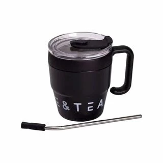 Термочашка Coffee &amp; Tea з трубочкою чорна HP-14-23B