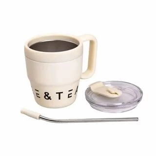 Термочашка Coffee &amp; Tea з трубочкою бежева HP-14-23BE