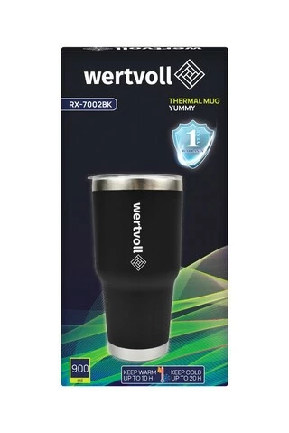 Термокружка WERTVOLL "YUMMY" 900 мл SS чорна RX-7002BK