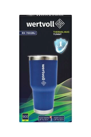 Термокружка WERTVOLL "YUMMY" 900 мл SS синя RX-7002BU