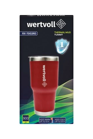 Термокружка WERTVOLL "YUMMY" 900 мл SS червона RX-7002RD