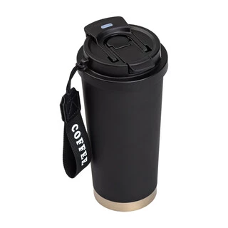 Термочашка Coffee з нержавіючої сталі з ремінцем 500 мл чорна HP-14-17B