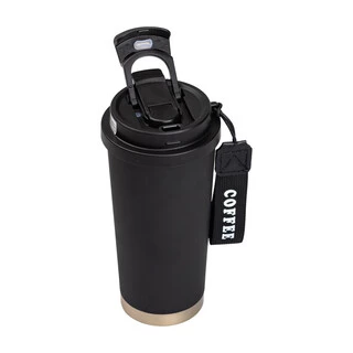 Термочашка Coffee з нержавіючої сталі з ремінцем 500 мл чорна HP-14-17B